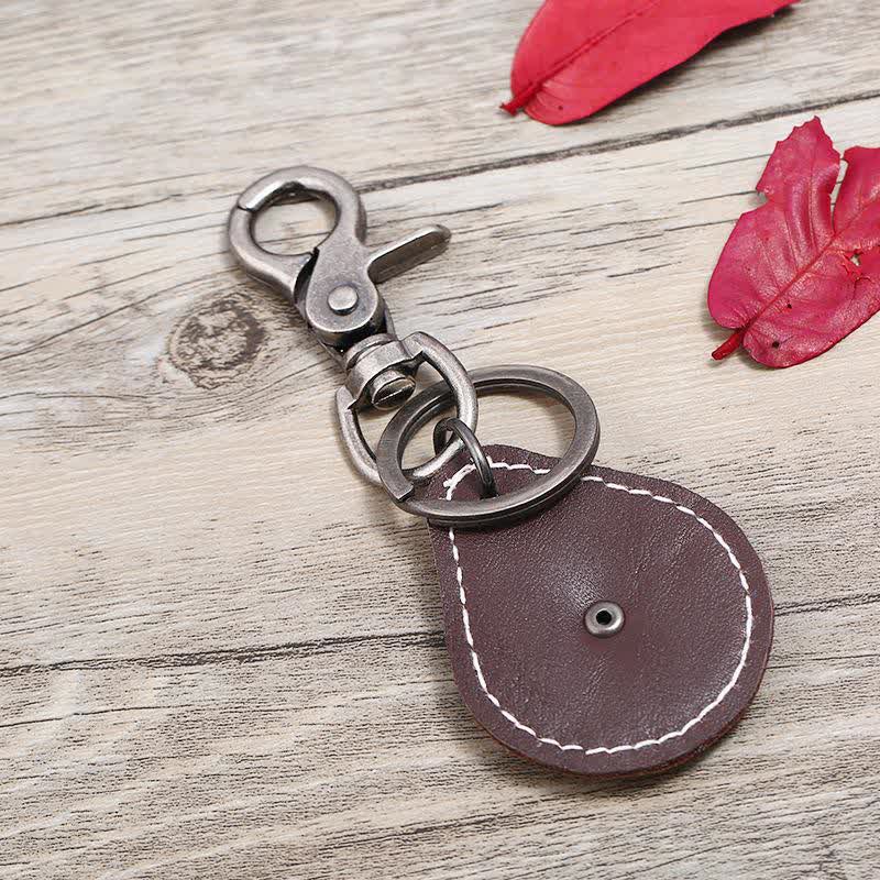 Porte-clés en cuir avec pendentif médaillon Lone Star