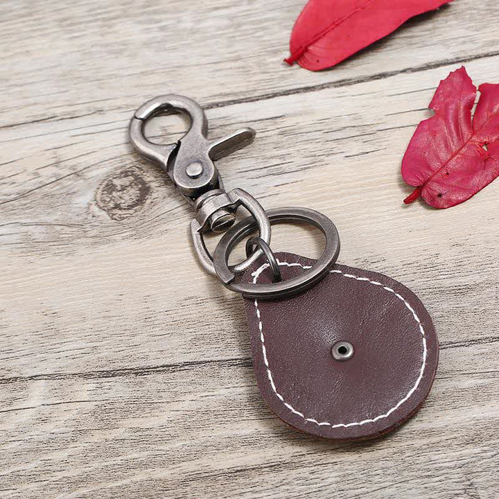 Porte-clés en cuir avec pendentif médaillon Lone Star