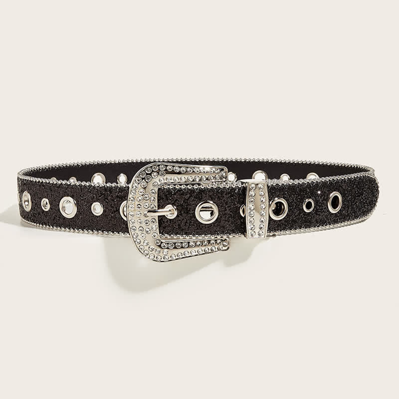 Ceinture en cuir Y2k avec strass artificiels brillants pour femme