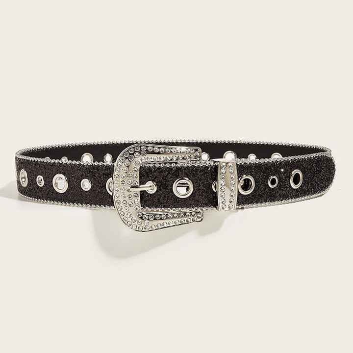 Ceinture en cuir Y2k avec strass artificiels brillants pour femme