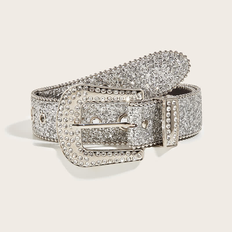 Ceinture en cuir Y2k avec strass artificiels brillants pour femme