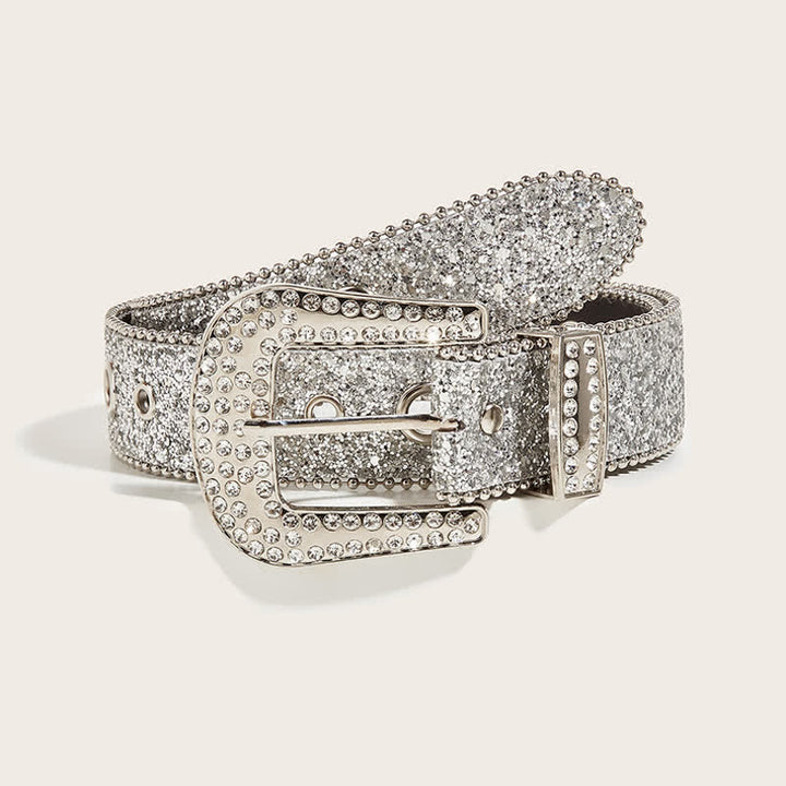 Ceinture en cuir Y2k avec strass artificiels brillants pour femme