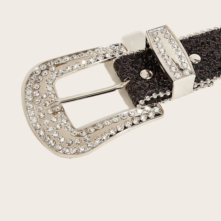 Ceinture en cuir Y2k avec strass artificiels brillants pour femme