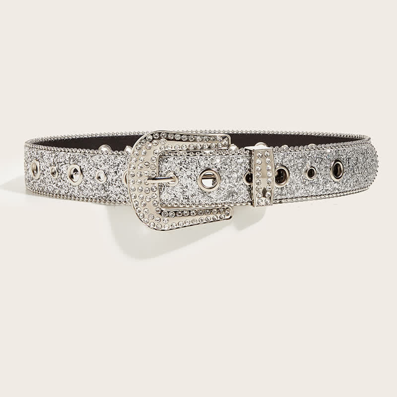 Ceinture en cuir Y2k avec strass artificiels brillants pour femme