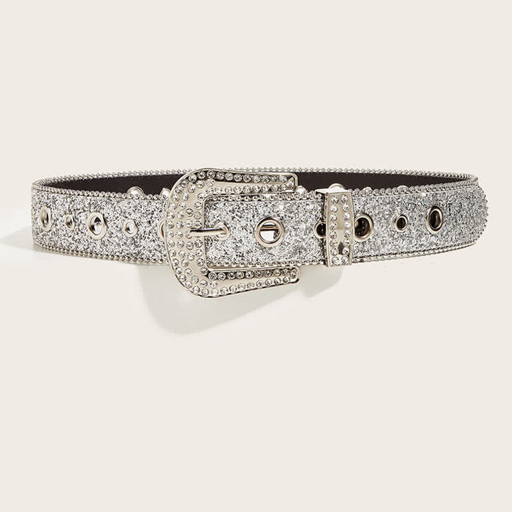 Ceinture en cuir Y2k avec strass artificiels brillants pour femme