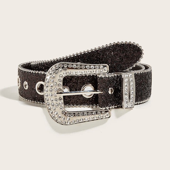 Ceinture en cuir Y2k avec strass artificiels brillants pour femme