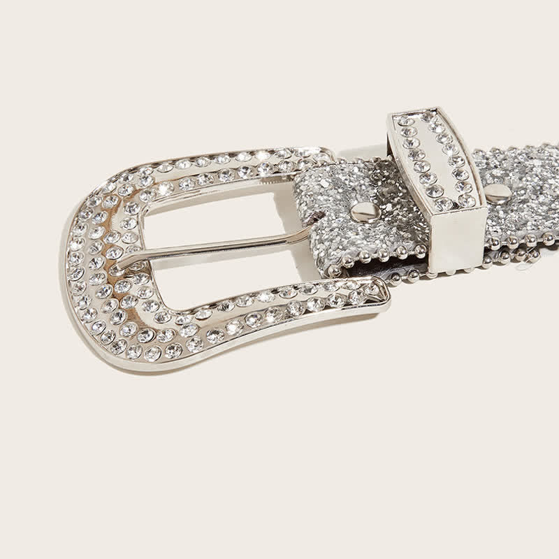 Ceinture en cuir Y2k avec strass artificiels brillants pour femme