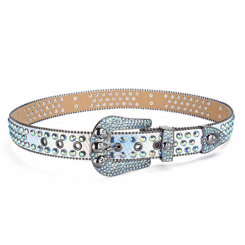 Ceinture en cuir avec boucle tête de mort punk pour femme