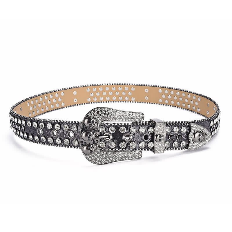 Ceinture en cuir avec boucle tête de mort punk pour femme