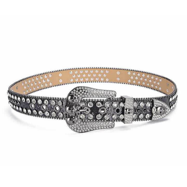 Ceinture en cuir avec boucle tête de mort punk pour femme