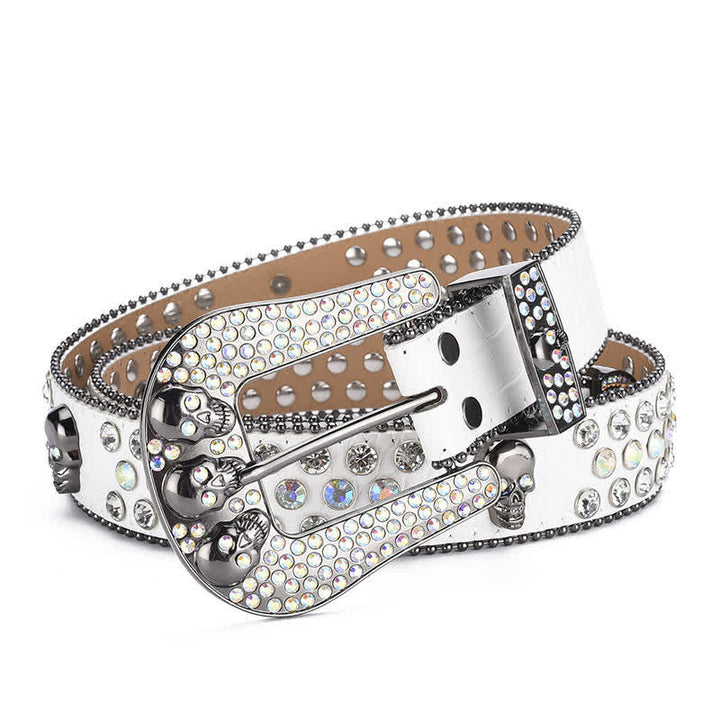 Ceinture en cuir avec boucle tête de mort punk pour femme