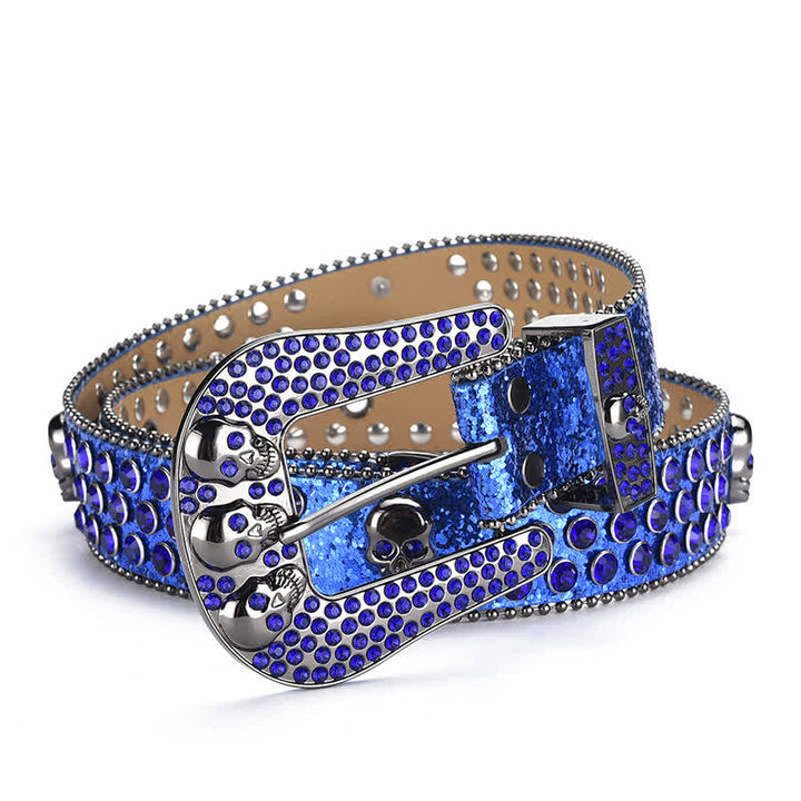 Ceinture en cuir avec boucle tête de mort punk pour femme