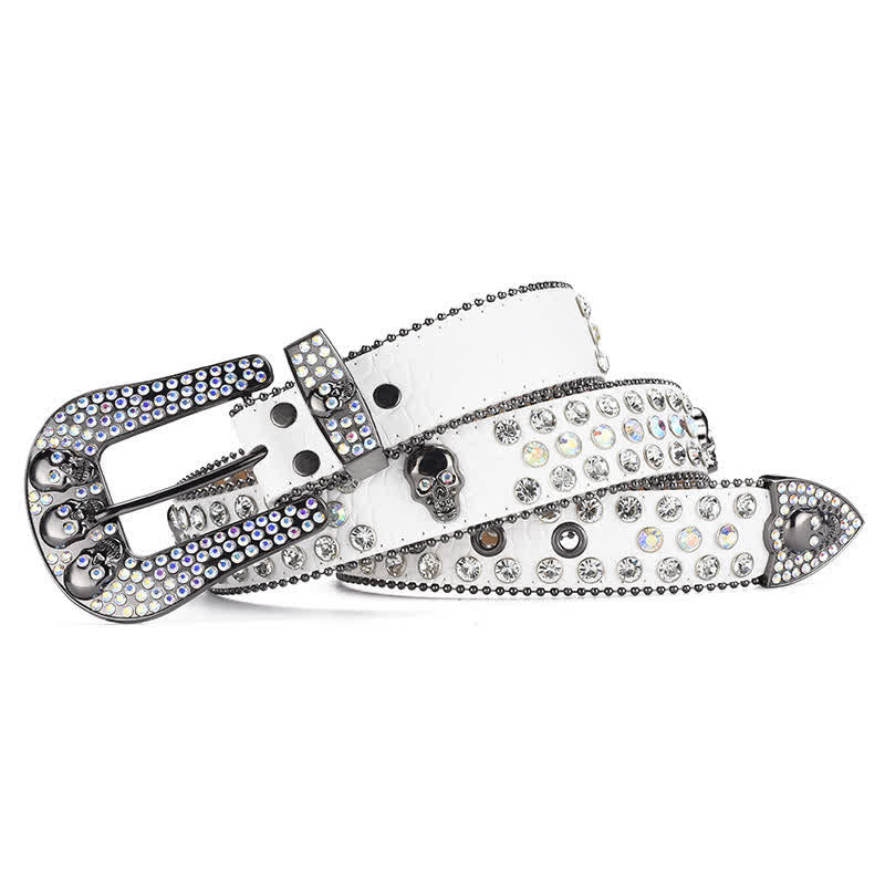 Ceinture en cuir avec boucle tête de mort punk pour femme