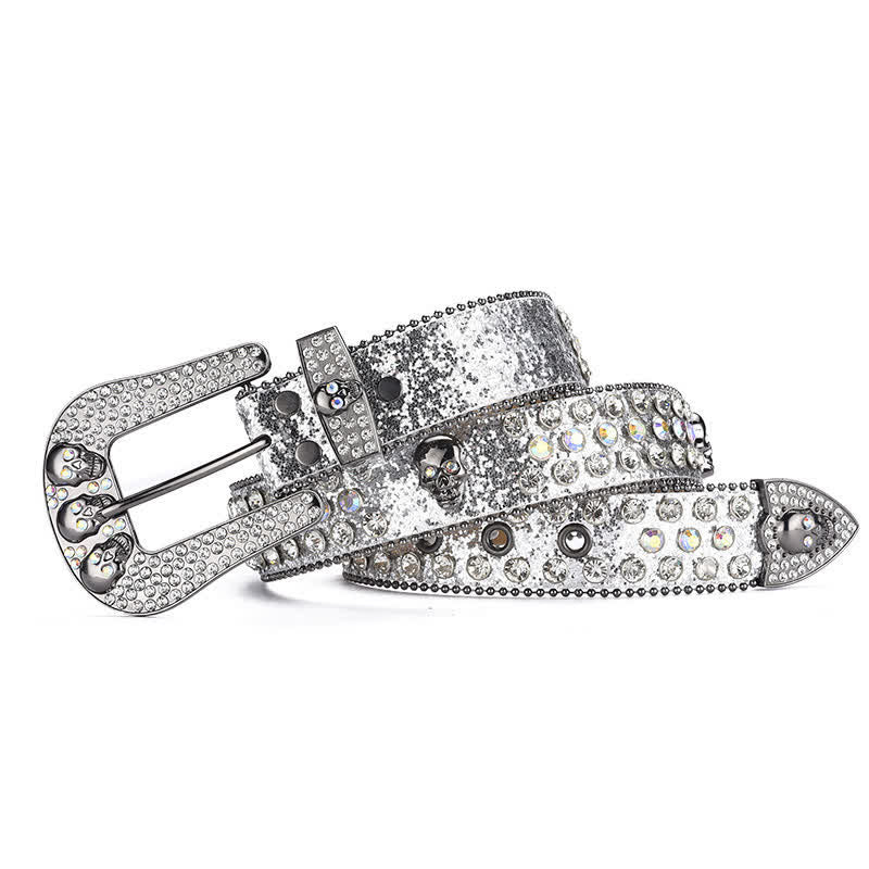 Ceinture en cuir avec boucle tête de mort punk pour femme