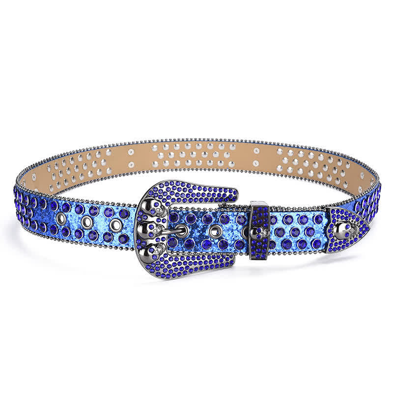 Ceinture en cuir avec boucle tête de mort punk pour femme