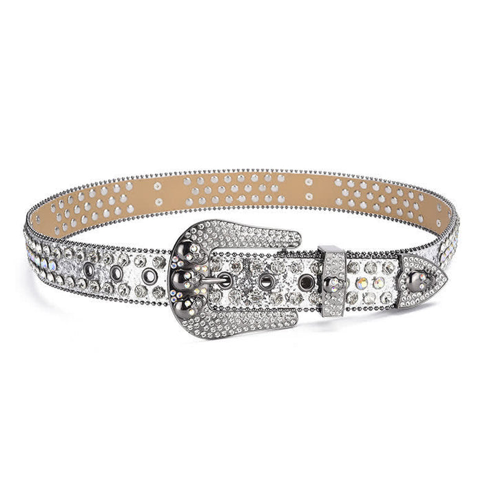 Ceinture en cuir avec boucle tête de mort punk pour femme