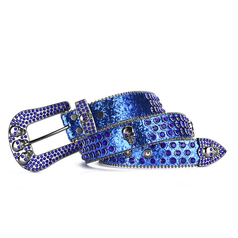 Ceinture en cuir avec boucle tête de mort punk pour femme