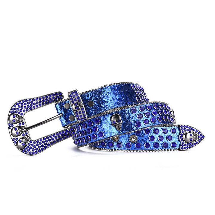 Ceinture en cuir avec boucle tête de mort punk pour femme