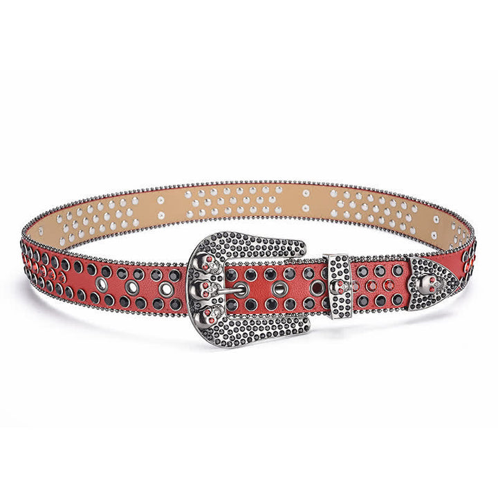 Ceinture en cuir avec boucle tête de mort punk pour femme