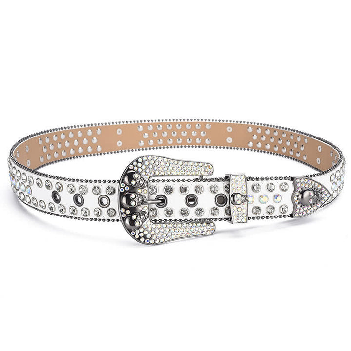 Ceinture en cuir avec boucle tête de mort punk pour femme
