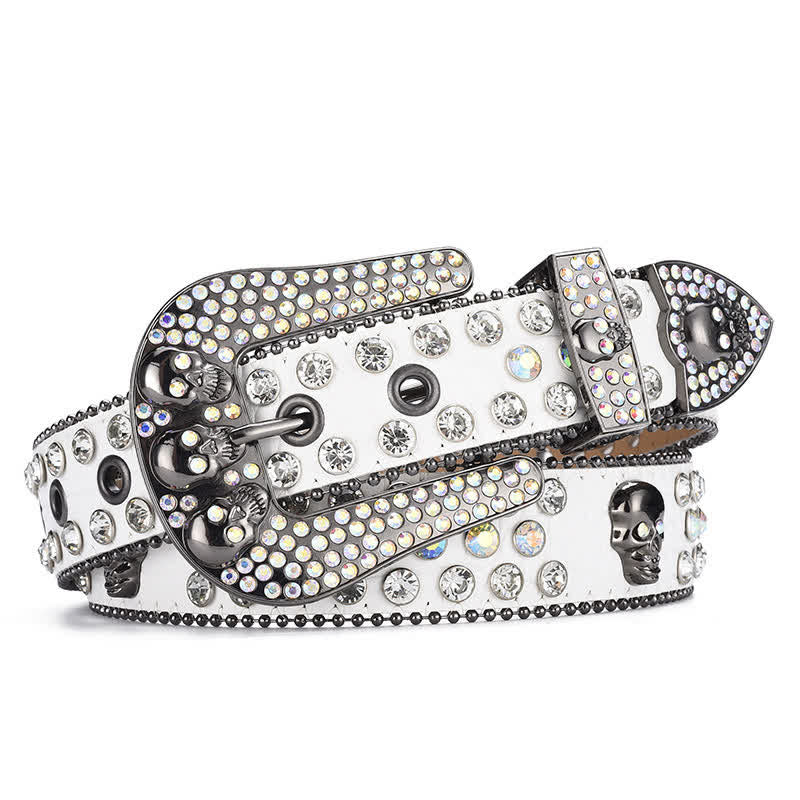 Ceinture en cuir avec boucle tête de mort punk pour femme