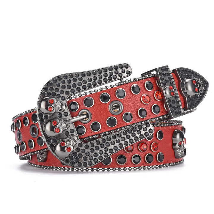 Ceinture en cuir avec boucle tête de mort punk pour femme