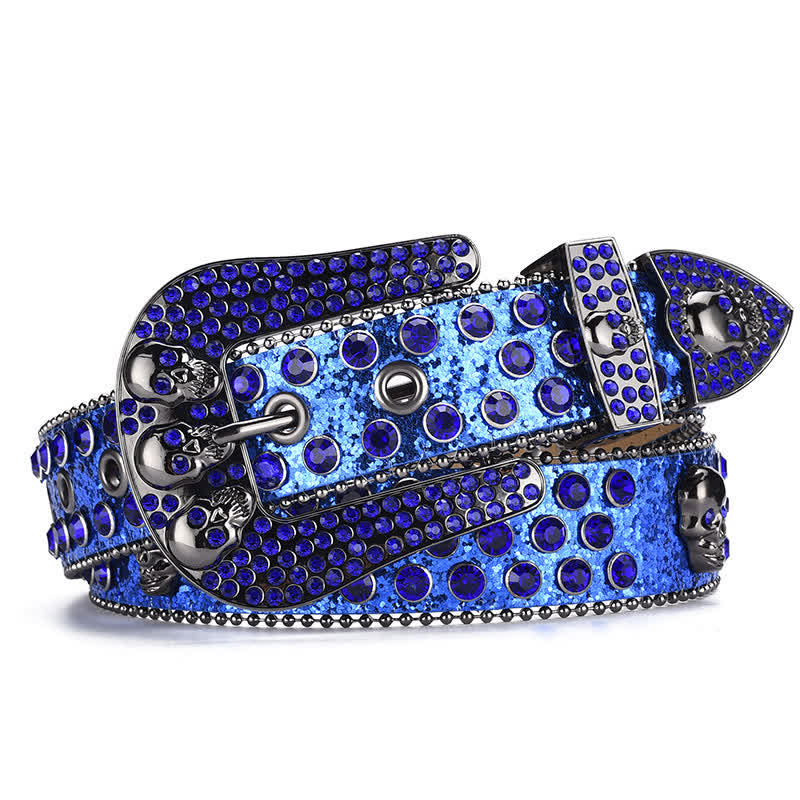 Ceinture en cuir avec boucle tête de mort punk pour femme