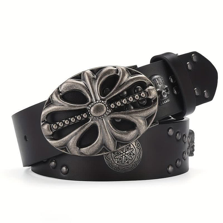 Ceinture en cuir rivetée squelette vintage de style bohème