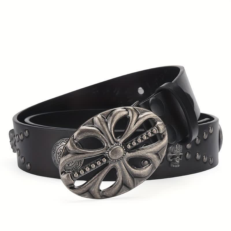 Ceinture en cuir rivetée squelette vintage de style bohème
