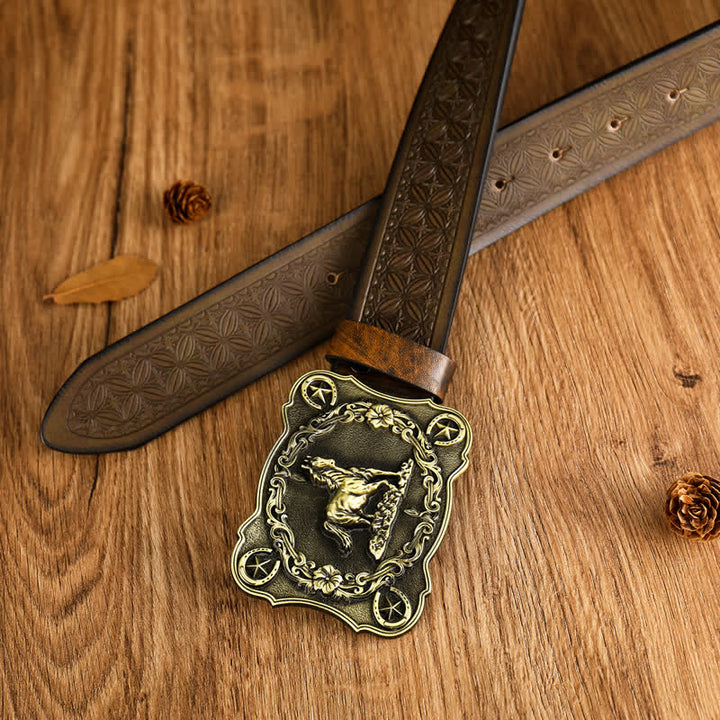 Ceinture en cuir à motif tissé en relief pour homme Sturdy Steed