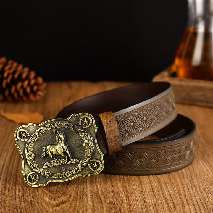 Ceinture en cuir à motif tissé en relief pour homme Sturdy Steed