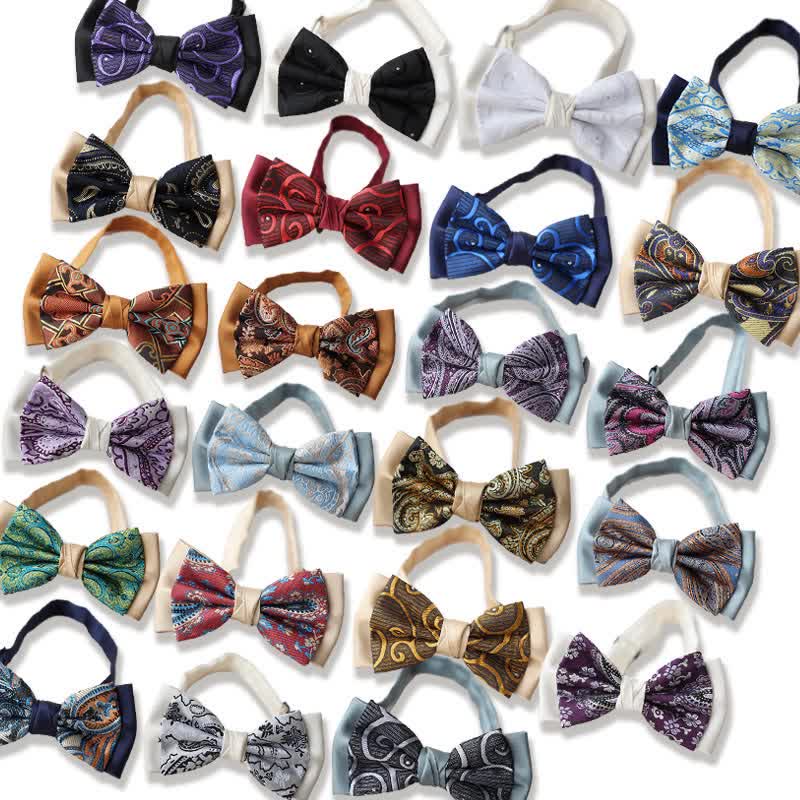 Nœud papillon double épaisseur à motif cachemire vintage pour homme