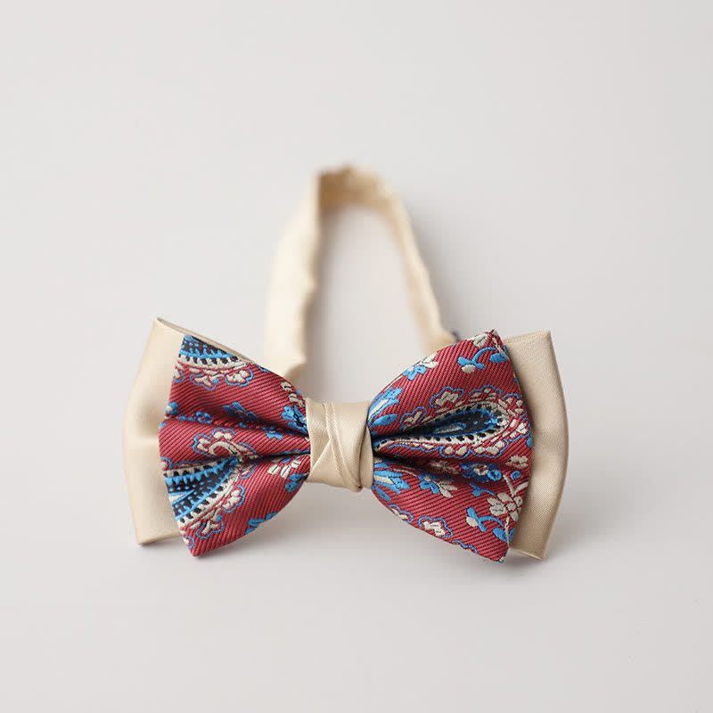 Nœud papillon double épaisseur à motif cachemire vintage pour homme