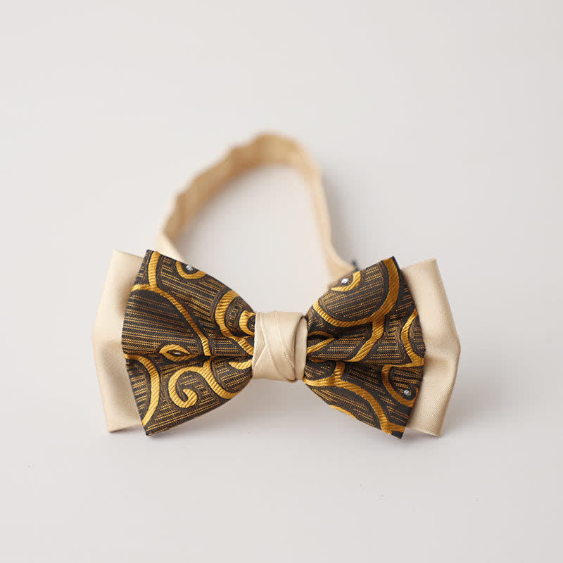 Nœud papillon double épaisseur à motif cachemire vintage pour homme