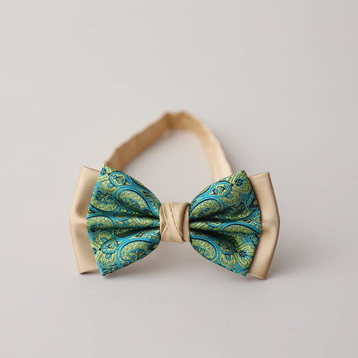 Nœud papillon double épaisseur à motif cachemire vintage pour homme