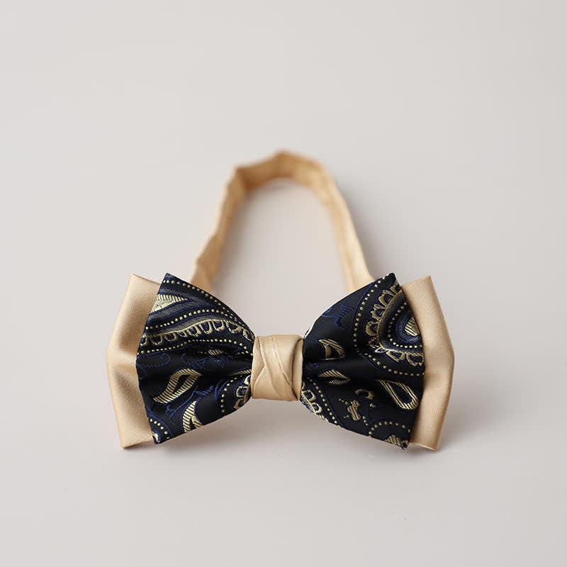 Nœud papillon double épaisseur à motif cachemire vintage pour homme
