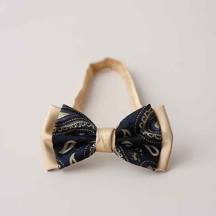 Nœud papillon double épaisseur à motif cachemire vintage pour homme