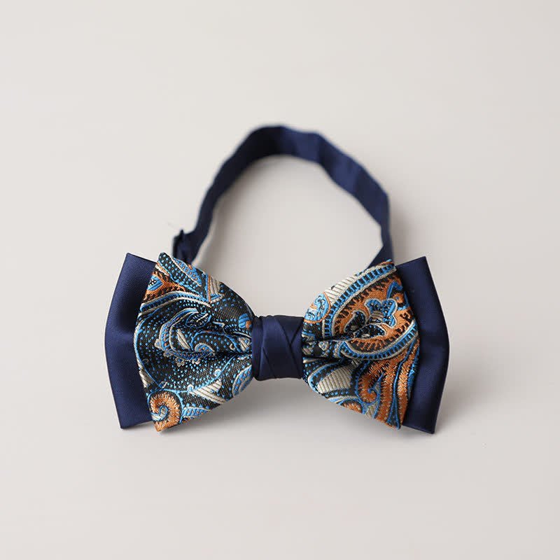 Nœud papillon double épaisseur à motif cachemire vintage pour homme