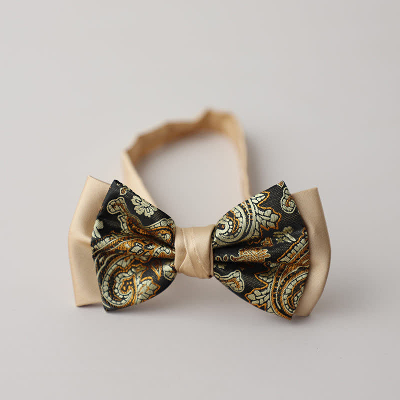 Nœud papillon double épaisseur à motif cachemire vintage pour homme
