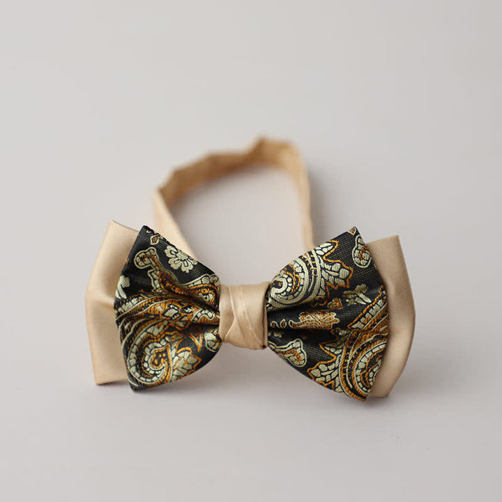 Nœud papillon double épaisseur à motif cachemire vintage pour homme