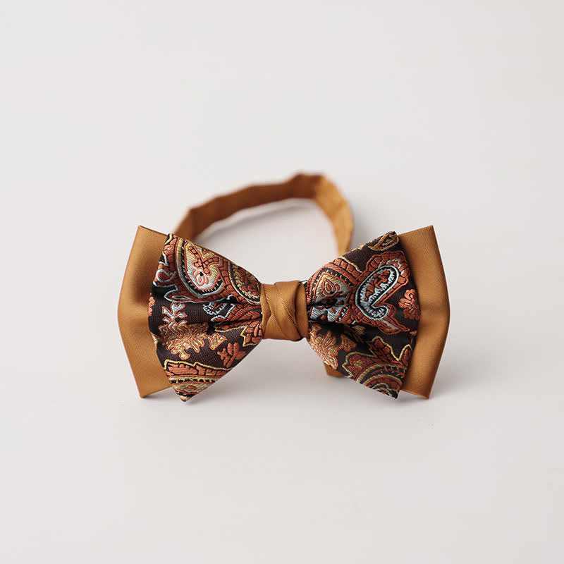 Nœud papillon double épaisseur à motif cachemire vintage pour homme