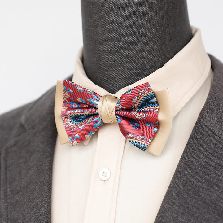 Nœud papillon double épaisseur à motif cachemire vintage pour homme