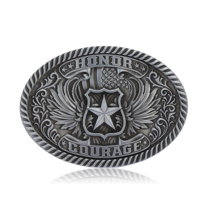 Ceinture en cuir à boucle pour homme avec ailes d'aigle et honneur