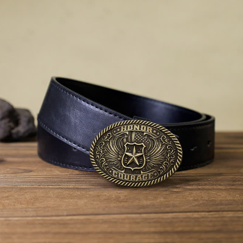 Ceinture en cuir à boucle pour homme avec ailes d'aigle et honneur