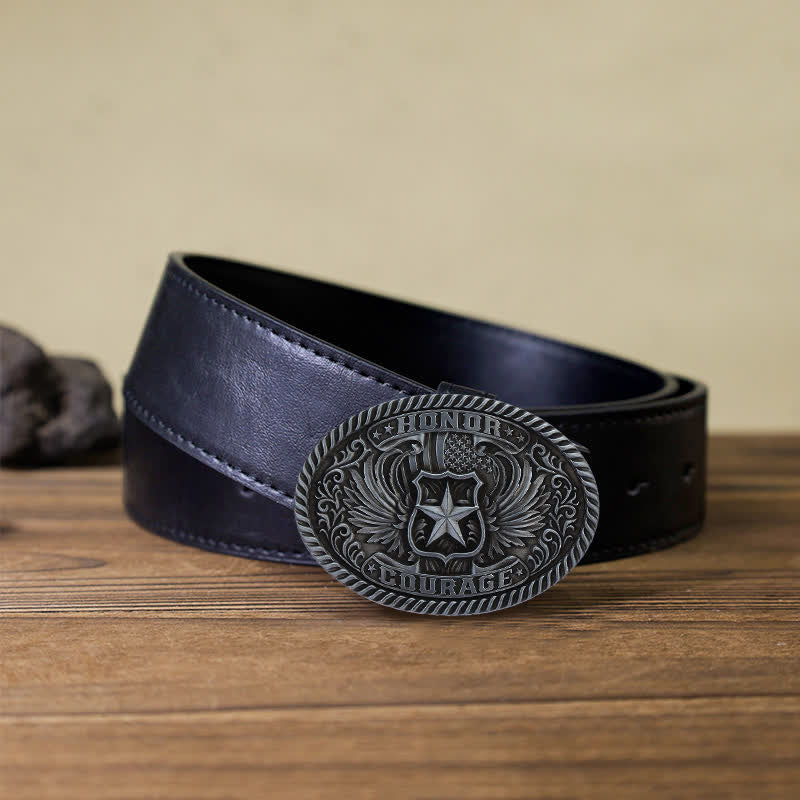 Ceinture en cuir à boucle pour homme avec ailes d'aigle et honneur
