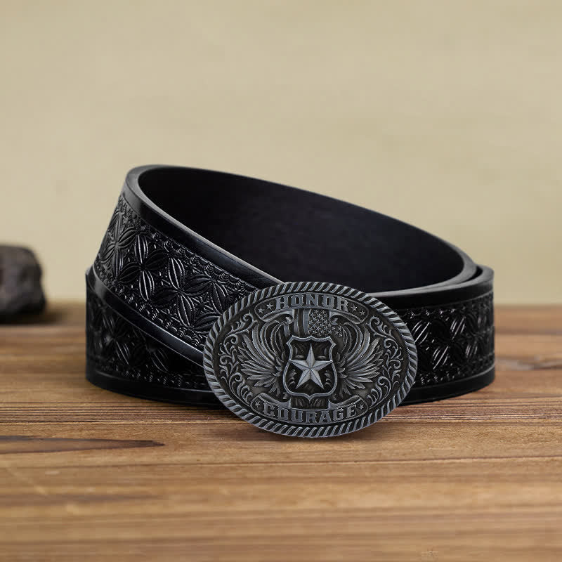 Ceinture en cuir à boucle pour homme avec ailes d'aigle et honneur