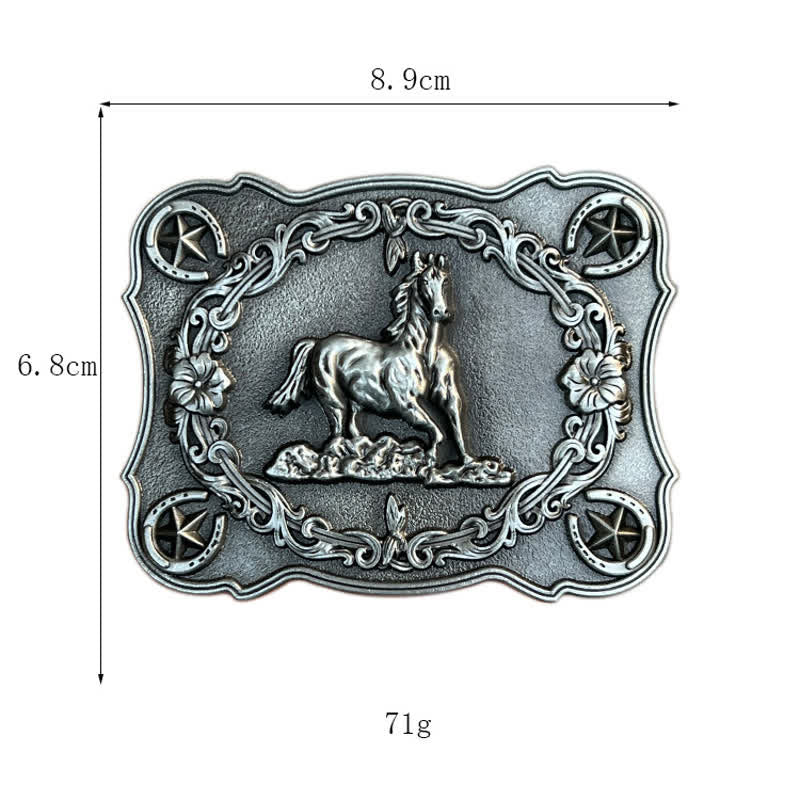 Ceinture en cuir à boucle pour homme avec motif cheval sauvage