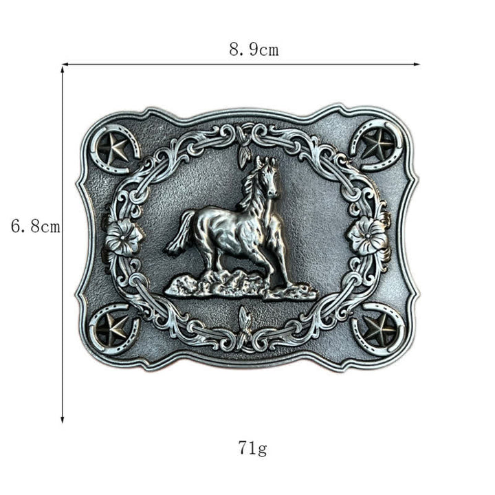 Ceinture en cuir à boucle pour homme avec motif cheval sauvage