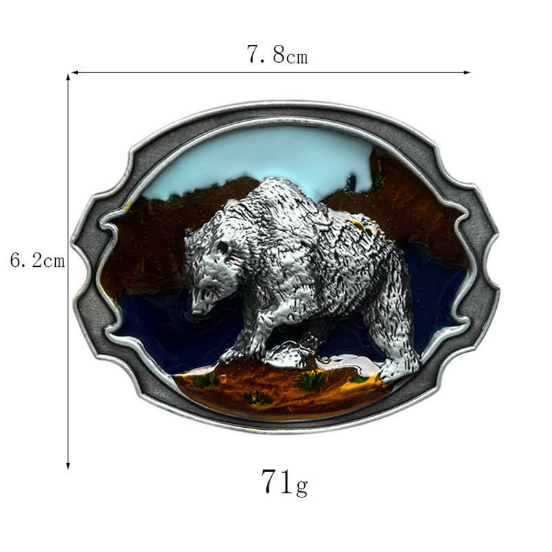 Ceinture en cuir à boucle émaillée pour homme avec motif ours polaire