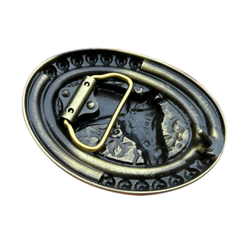 Ceinture en cuir à boucle turquoise pour homme avec tête de cheval